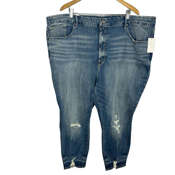 Good American Good Waist Crop Chew Hem Jean High Rise Stretch Size 30 Plus - Picture 2 of 11